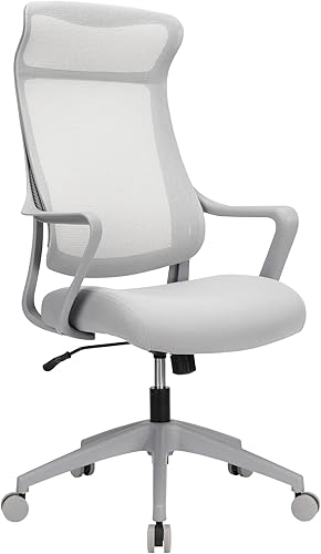 Realspace® Lenzer - Silla de oficina de malla con respaldo alto, gris, compatible con BIFMA