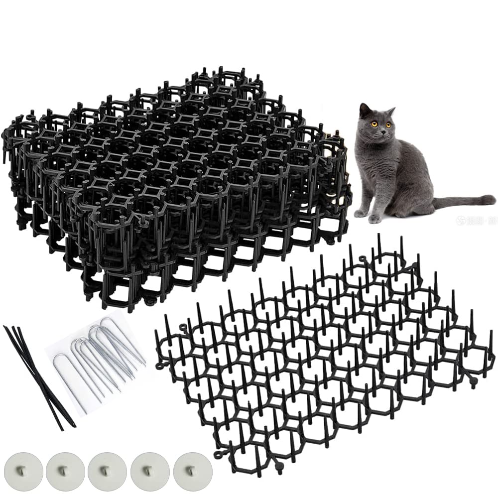 Cat Scat Mat: Keep Cats & Pets Away! Spike Mat for Garden, Porch, Furniture - Safe, Effective & Easy to Install - 15-Pack: Includes 8 Pegs, 10 Ties, 5 Discs