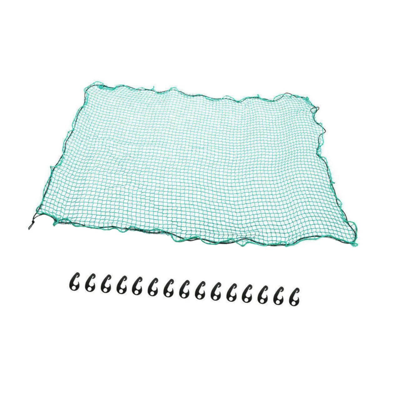 Rete di Carico in Nylon Verde per Cassone di Camion con 15 Ganci ed Elastici, Resistente all’abrasione per Campeggio e Trasporto Sicuro Merci 2,5x3,5m