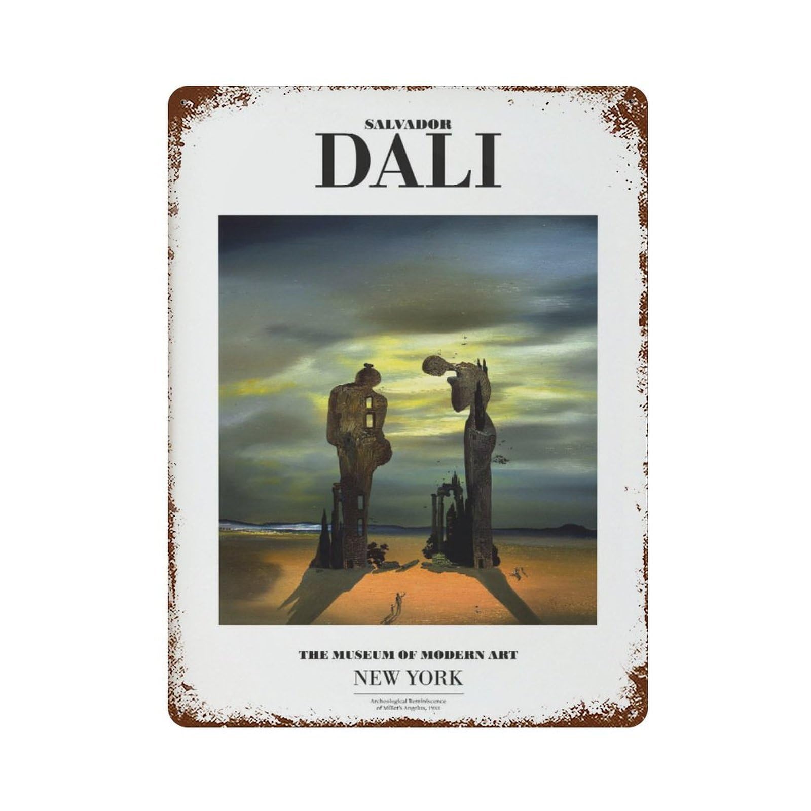 xiaoxiaoshen Salvador Dali Archeological Reminiscence, Surrealist Wall Decor Art Metal Tin Poster Modern Home Decor Art Home Bar Shop Decorations Vintage Sign 40x30cm