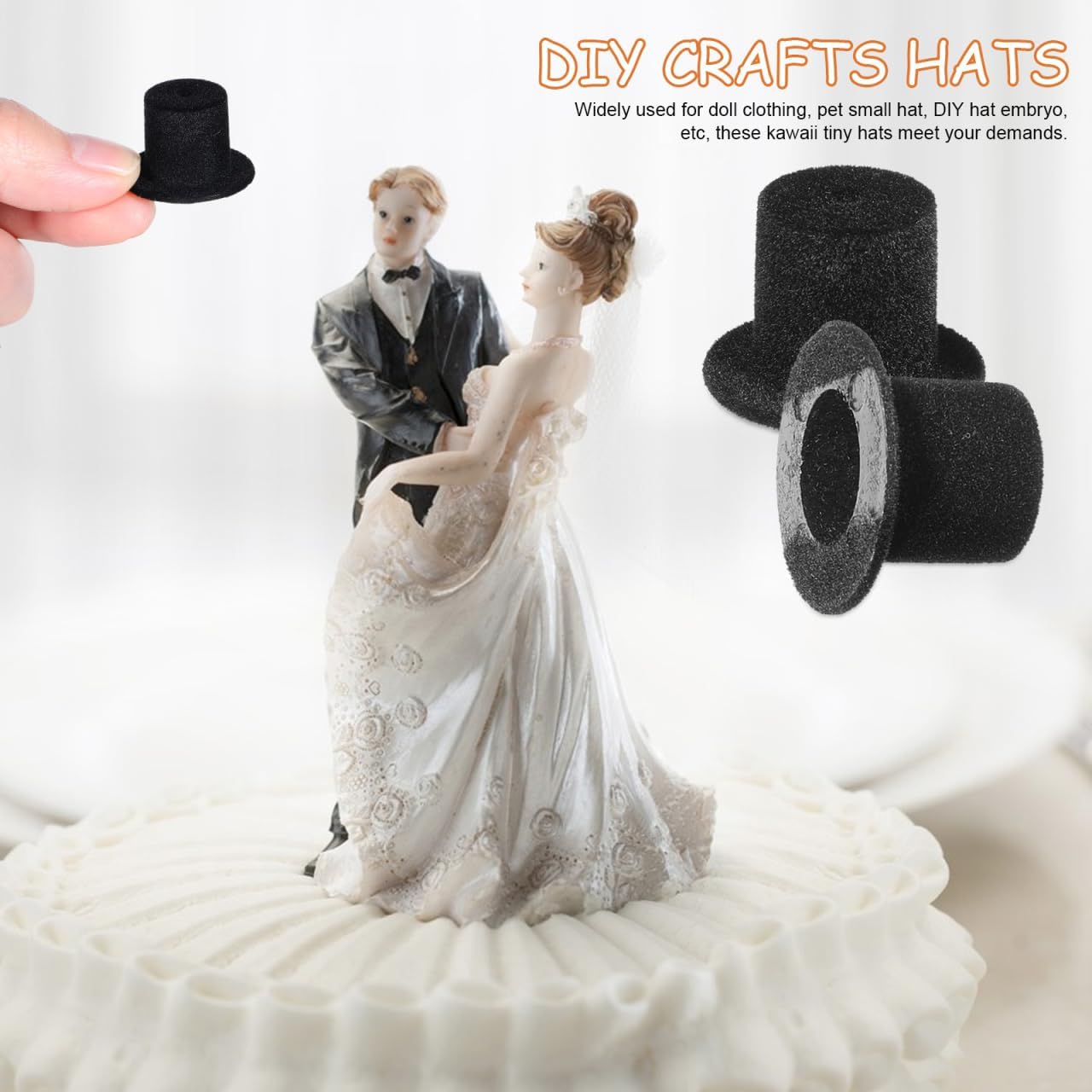 NUOBESTY 20pcs Miniature Doll Hats Small Top Hats DIY Craft Black Mini Snowman Caps Decorative Photo Prop Accessories 0. 94" x0. 67" image 5