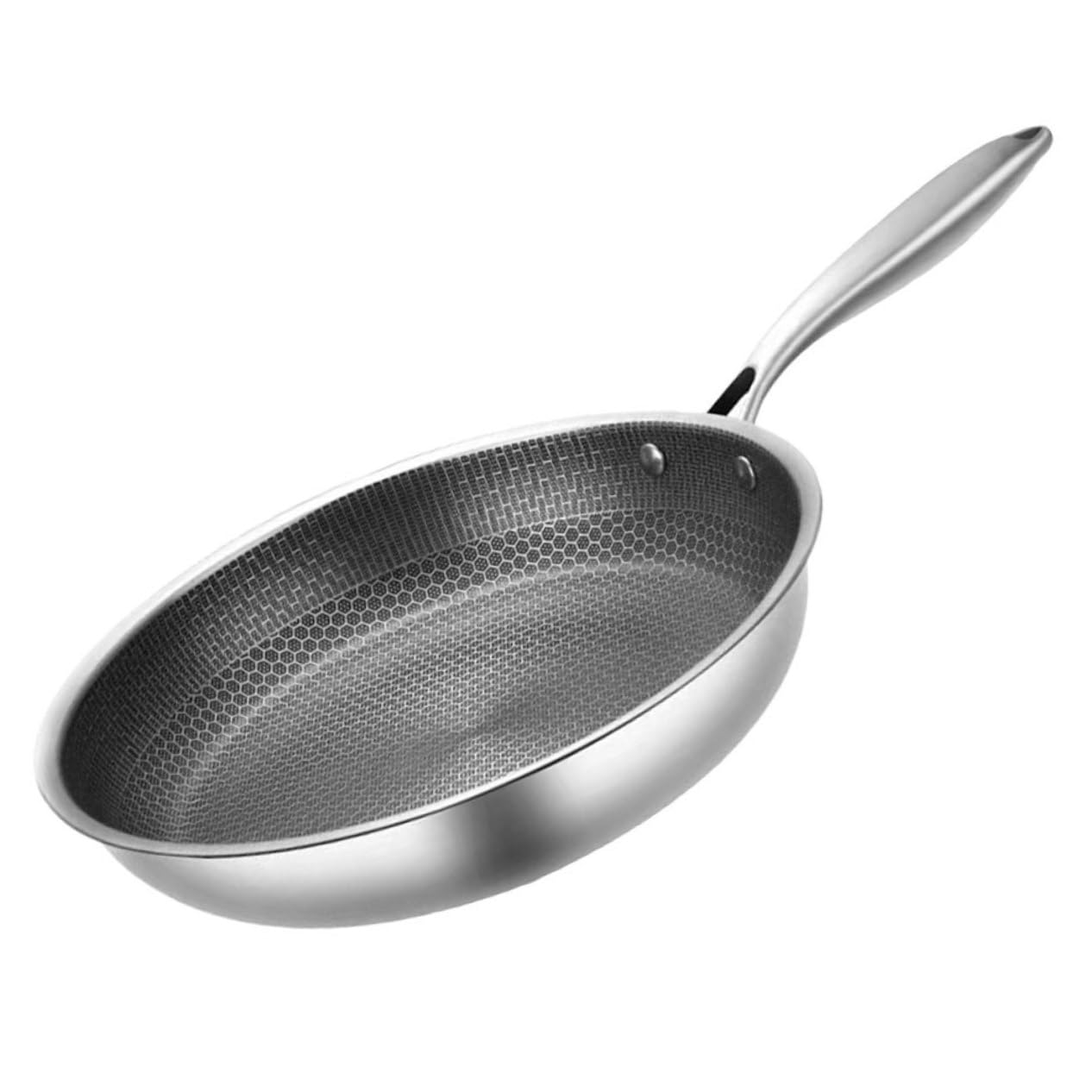 FUNOMOCYA Stainless Steel Honeycomb Structure Frying Pan Skillet for Steak Cooking Kitchen Cookware Induction Compatible Easy to Clean