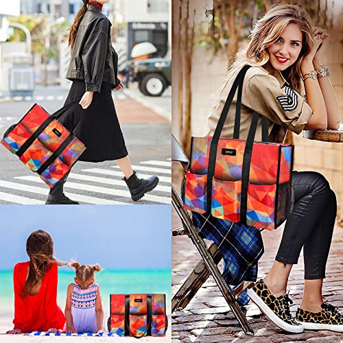 Image of IBFUN Utility Tote Bag with 24 Pockets, Large Teacher Tote for Women with Laptop Compartment, Travel Tote Bag with Zip Top