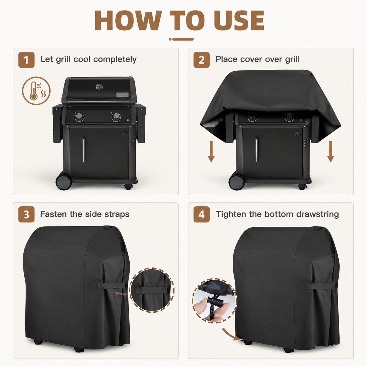Grillabdeckung Gasgrill für Broil King Royal 320 Shadow 2026+, | 420D BBQ Abdeckung Grillwagen | Wasserdichte UV-beständig Staubdicht Faltbar | mit Klettverschlüssen Tragegriffen Kordelzug