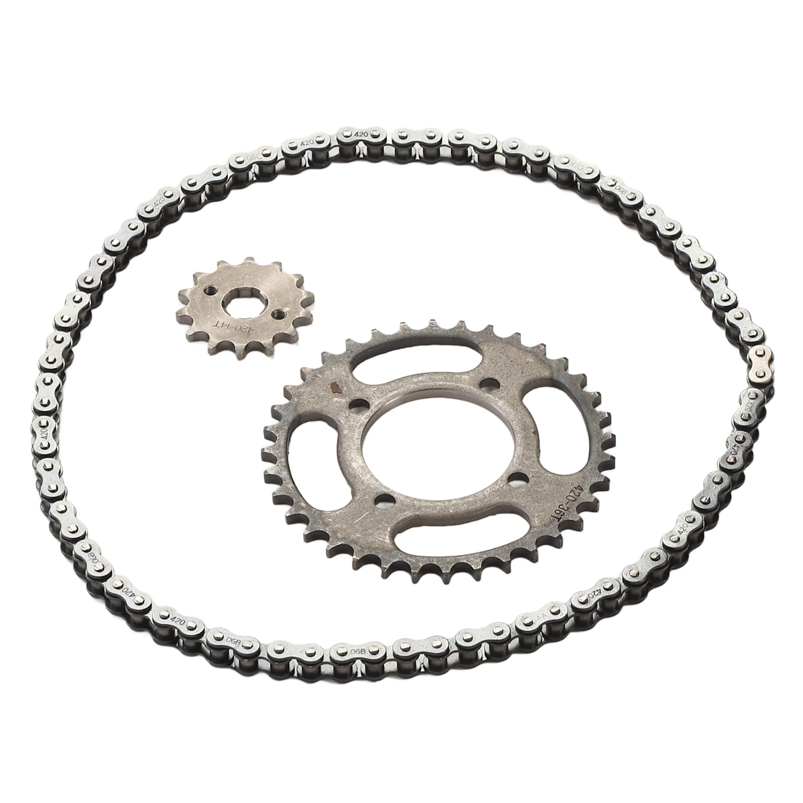 420 14T 36T Sostituzione Catena Dentata Anteriore 76 Maglie Catena in Acciaio Lega di Alluminio Set Ingranaggi per Scooter Elettrici ATV Motociclette Varie Potenze Garantire