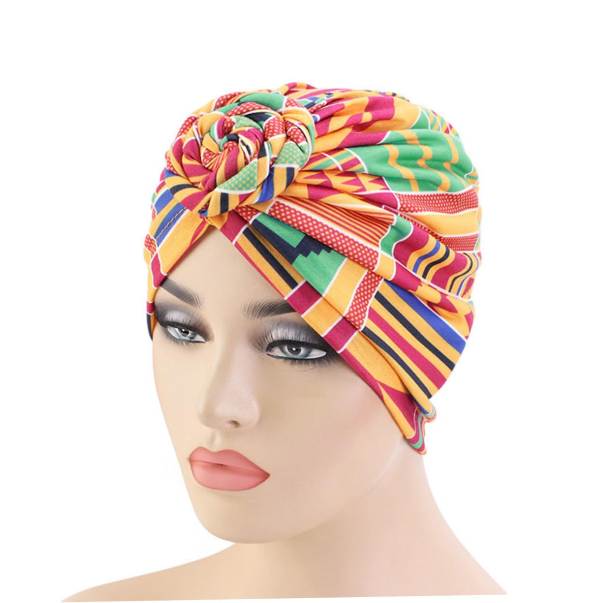 GALPADA 9pièces Turbano Femme Avec Imprimé Floral Boho Écharpe à Nœud Style Noir Et Blanc Vert Accessoire Et Confortable