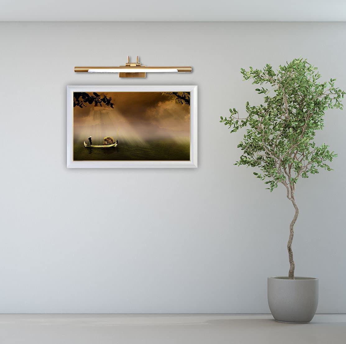 Aplique LED de pared para iluminar cuadros, espejos, murales, etc, led 8W estilo tradicional y elegante,tono de luz cálida 3000K, Bronce envejecido, totalmente articulado y giratorio. 50cm