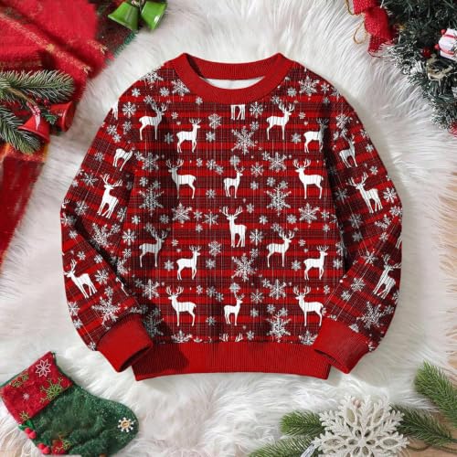 Girls Christmas Sweater Cute Ribbed Long Sleeve Crewneck Jumper Sweaters - image 3