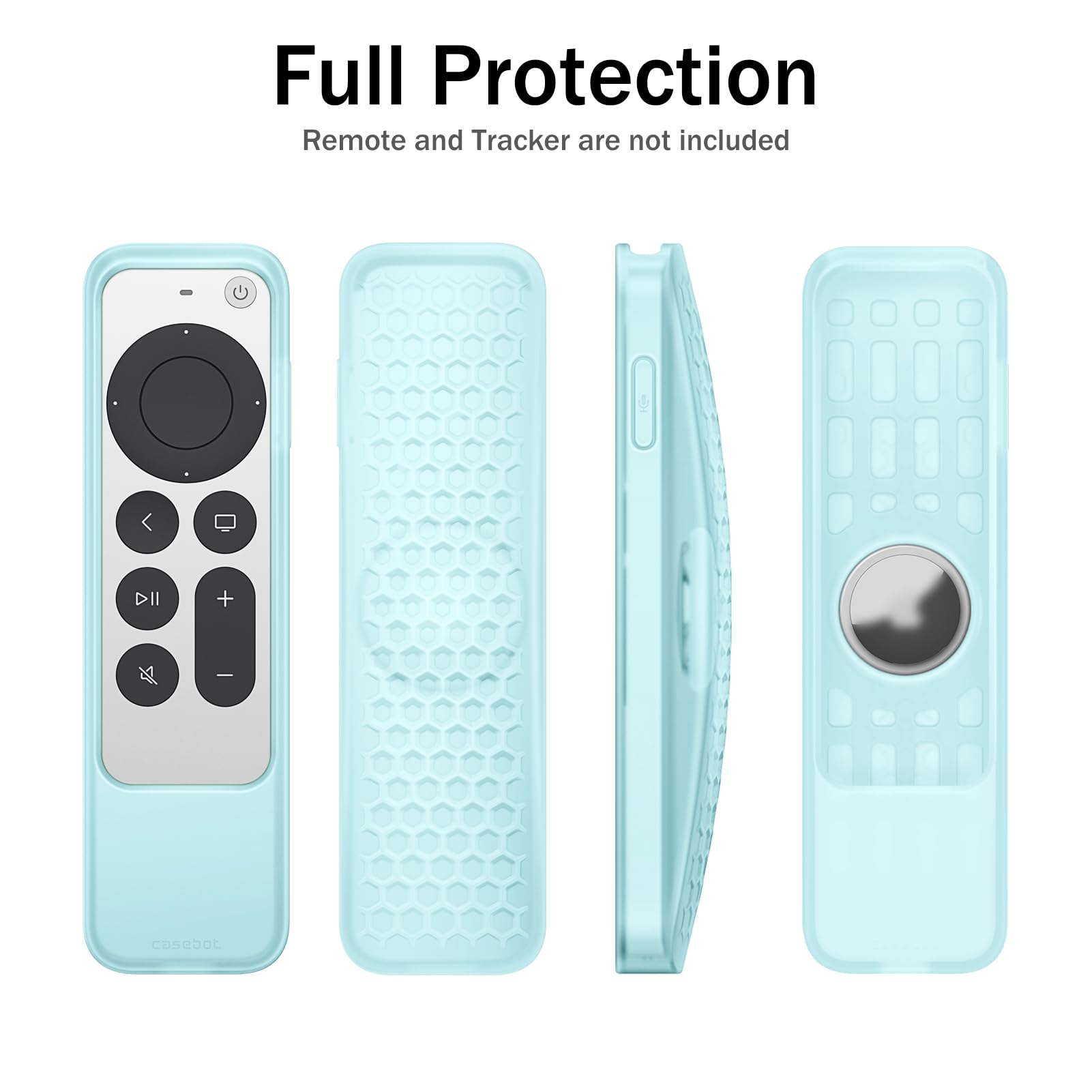Fintie 2-in-1 Schutzhülle für 2022/2021 Apple TV Siri Fernbedienung und AirTag – Leichte rutschfeste Stoßfeste Hülle für Apple TV 4K / HD Siri Remote Controller (3. /2. Gen), Blaues Leuchten