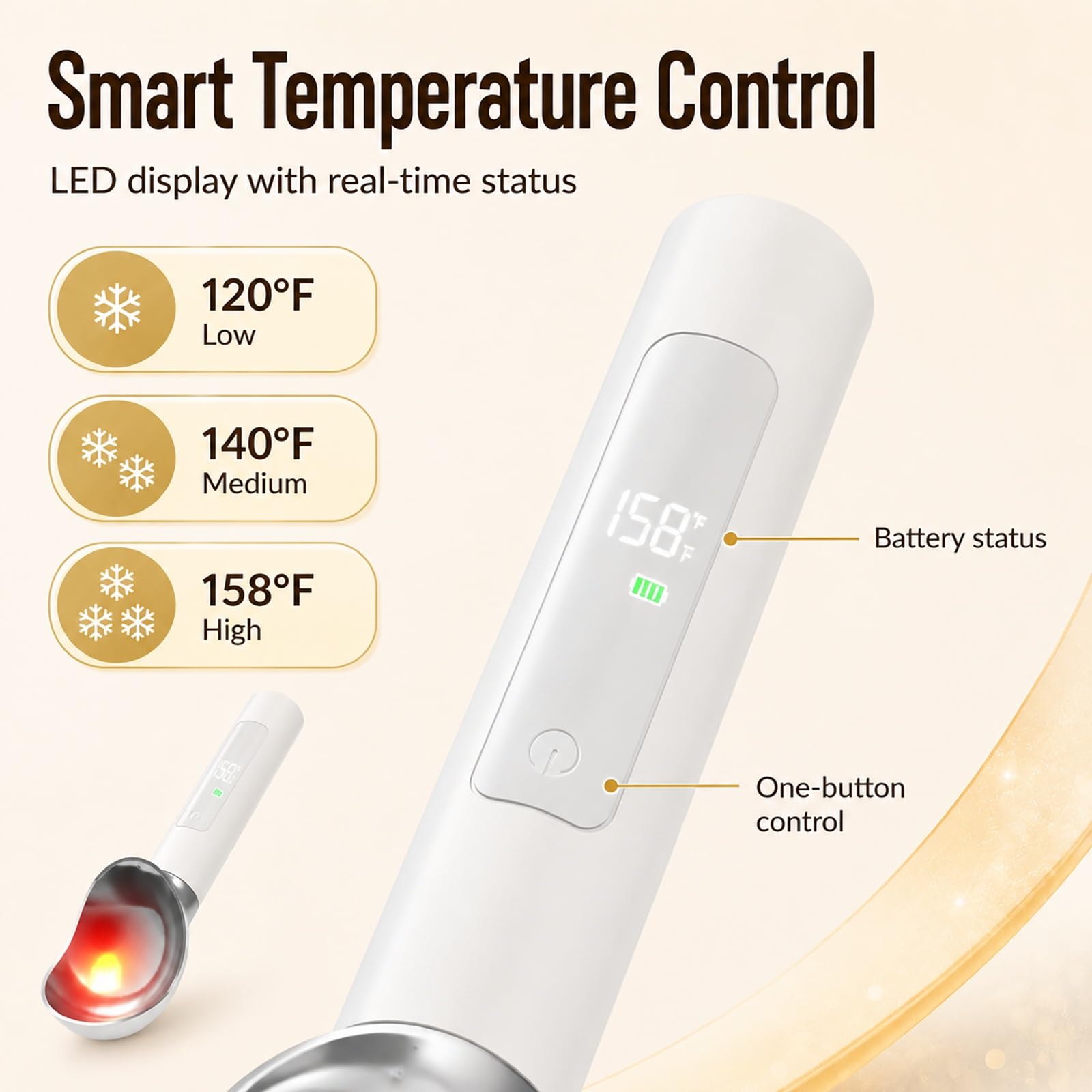 Cuillère à Glace Chauffante Rechargeable, Cuillère Électrique for Glace