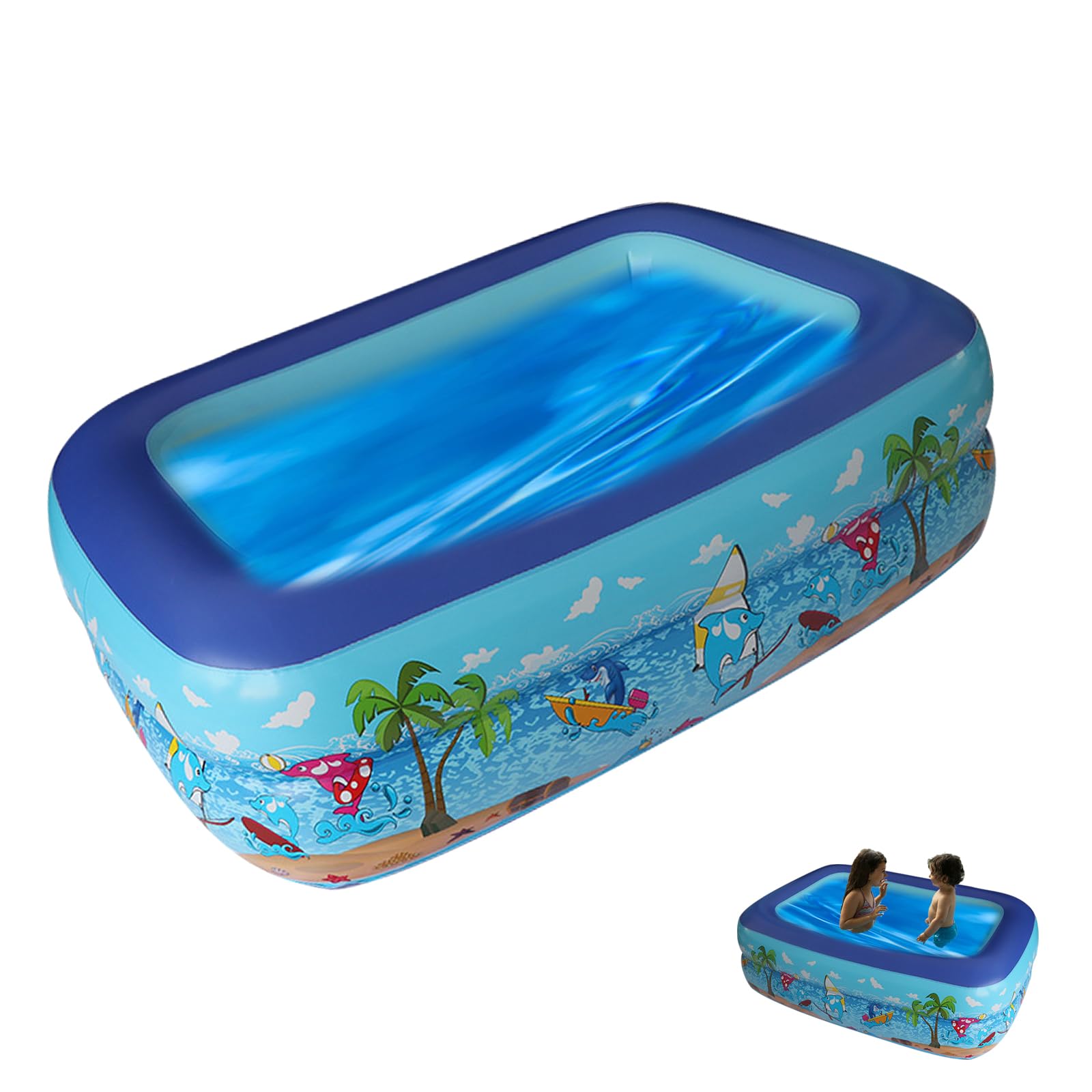 Piscina infantil hinchable cuadrada de 150 x 105 x 35 cm, piscina inflable para niños, piscina familiar, piscina infantil para niños, balcón, piscina de bebé, para balcón, piscina para bebé, inflable