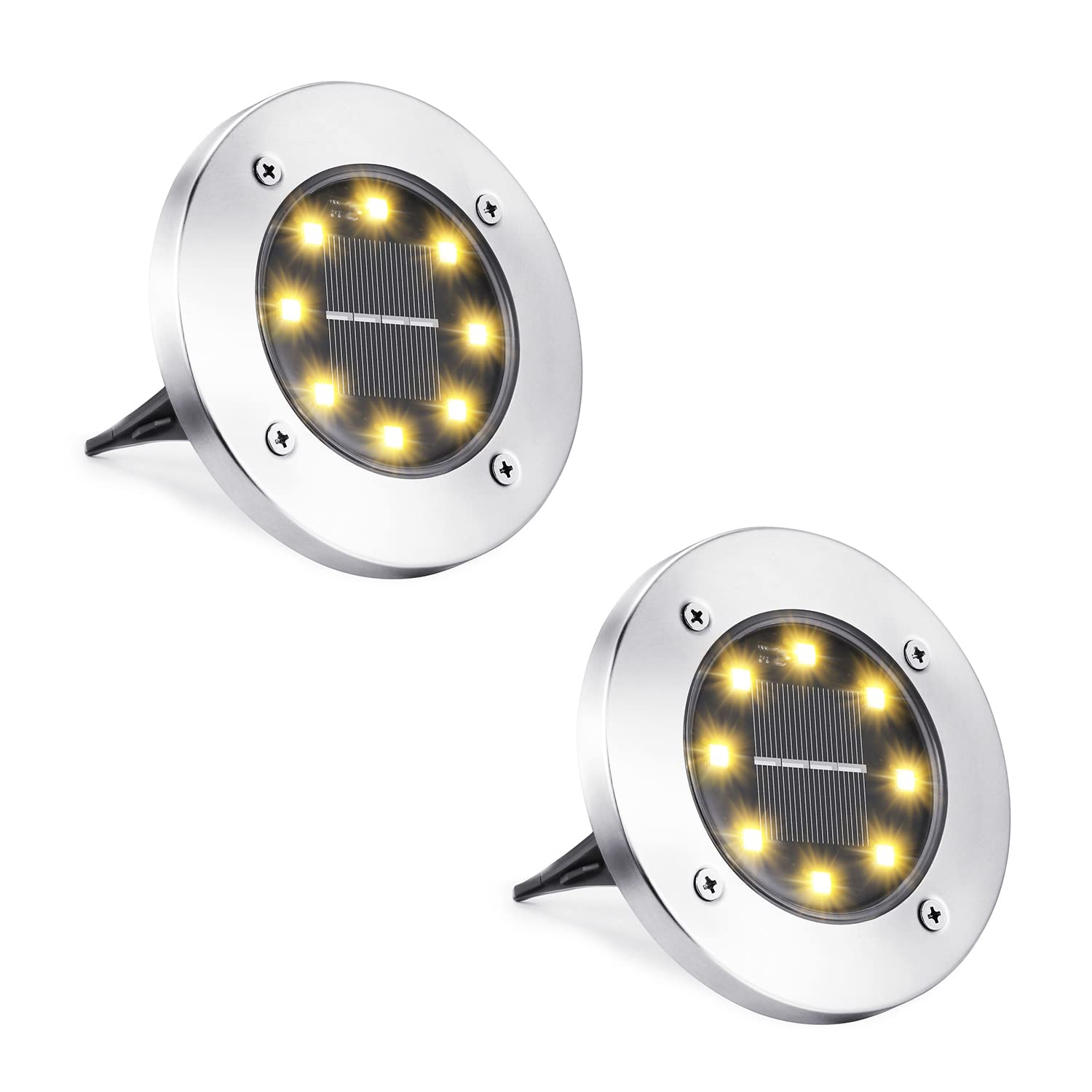 Joomer Solar Bodenleuchten Aussen mit 8 LEDs, Solarleuchten für Garten Außen Wasserdicht Led Solar Gartenleuchten, Solarlampen für Außen