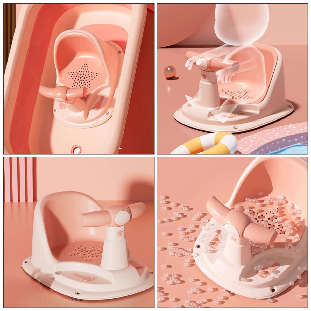 YARNOW Babybadewannensitz und Praktischem Stauraum aus Pp und Tpe mit Rutschfestem Design Ergonomischer für Neugeborene und Kleinkinder im Haushalt
