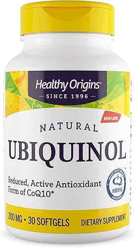 Healthy Origins Ubiquinol 200 mg (Kaneka QH, sin OMG, sin gluten, soporte cardíaco, soporte energético), 30 cápsulas blandas
