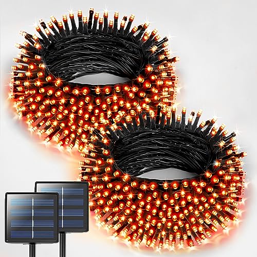 JMEXSUSS 2 Pack Solar Halloween Lights Total 151FT 400 LED Orange