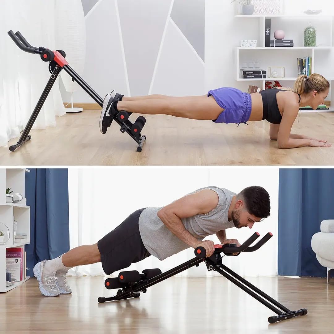 Banco Abdos plegable con guía de ejercicio, máquina abdominal multifunción con pantalla LCD, banco muscular reclinable, dispositivo de fitness para casa, carga 120 kg + guía de ejercicio