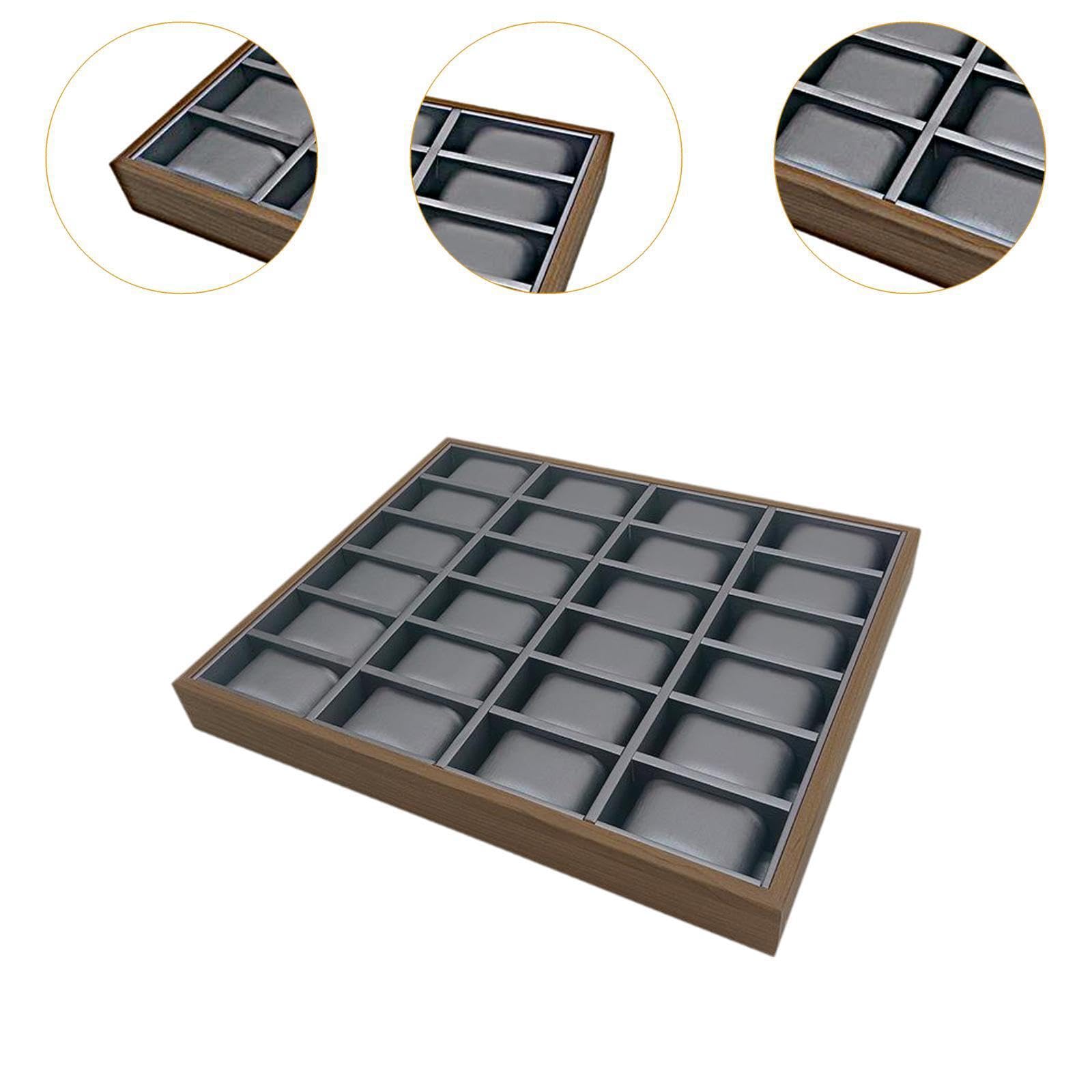 Organizador de joyas versátil con 24 ranuras, vitrina para relojes | bandeja para joyas separada y dividida para mantener los accesorios organizados, caja organizadora con 24 ranuras para