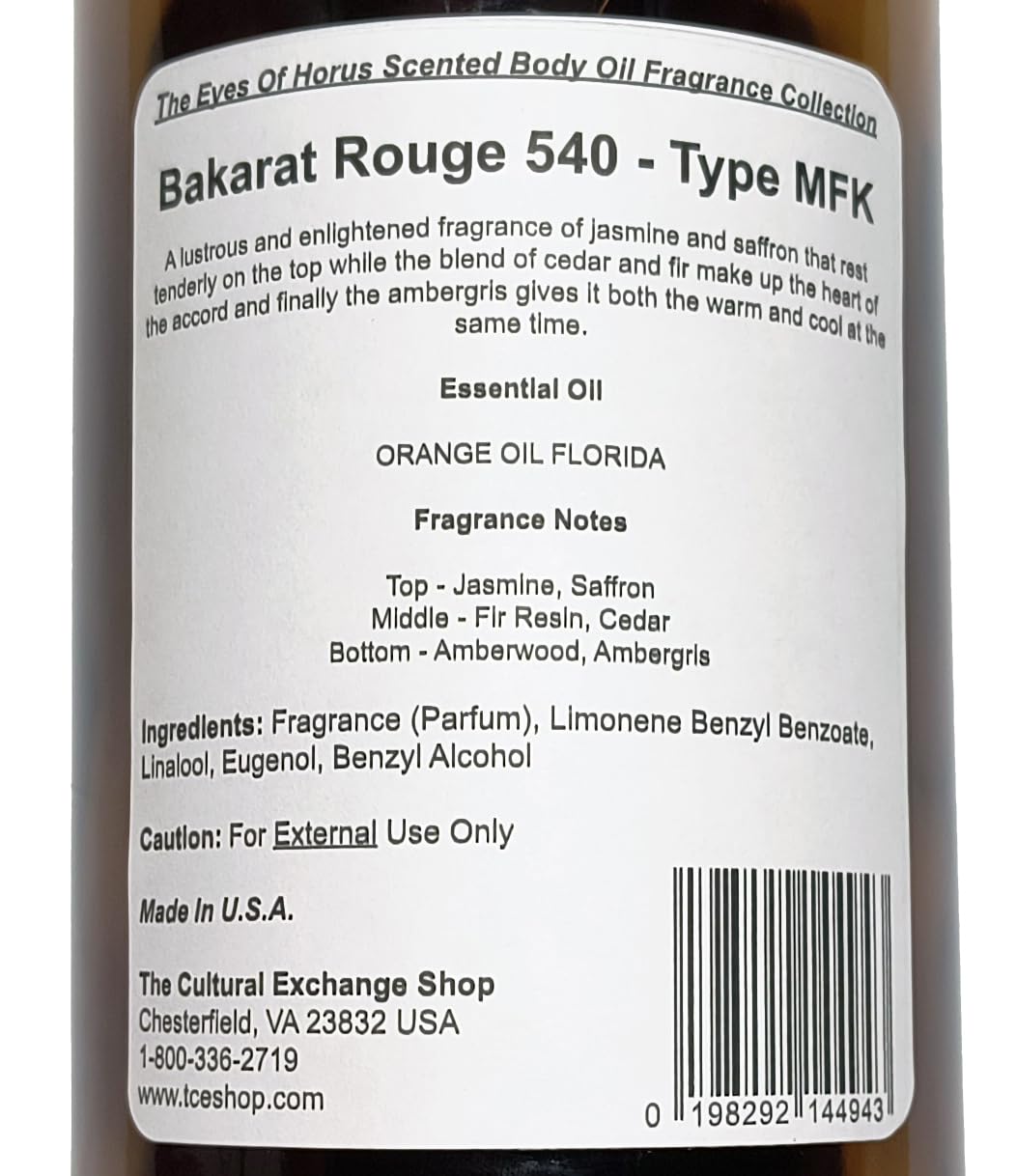 Bakarat Ruge 540 - Type MFK Scented Body Oil Fragrance [Flip Cap - Red - 4 oz.] - ID#32097