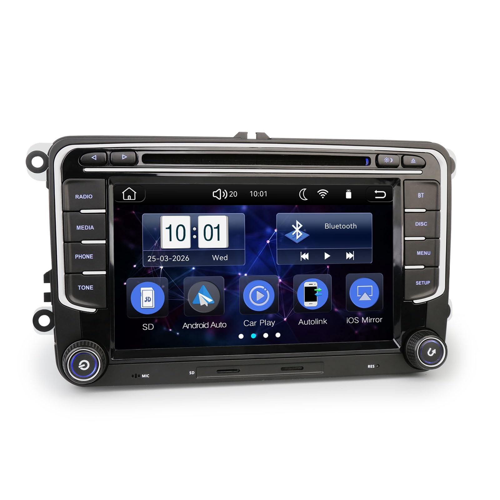 DAB+ Digitalradio Autoradio Linux für VW Caddy MK3/4 Polo 6R Crafter Amarok Transporter T6 Skoda Yeti Navigation CD | CarPlay & Android Auto | WiFi USB Bluetooth 5.1 Kamera CANBus DSP RDS Schnellstart