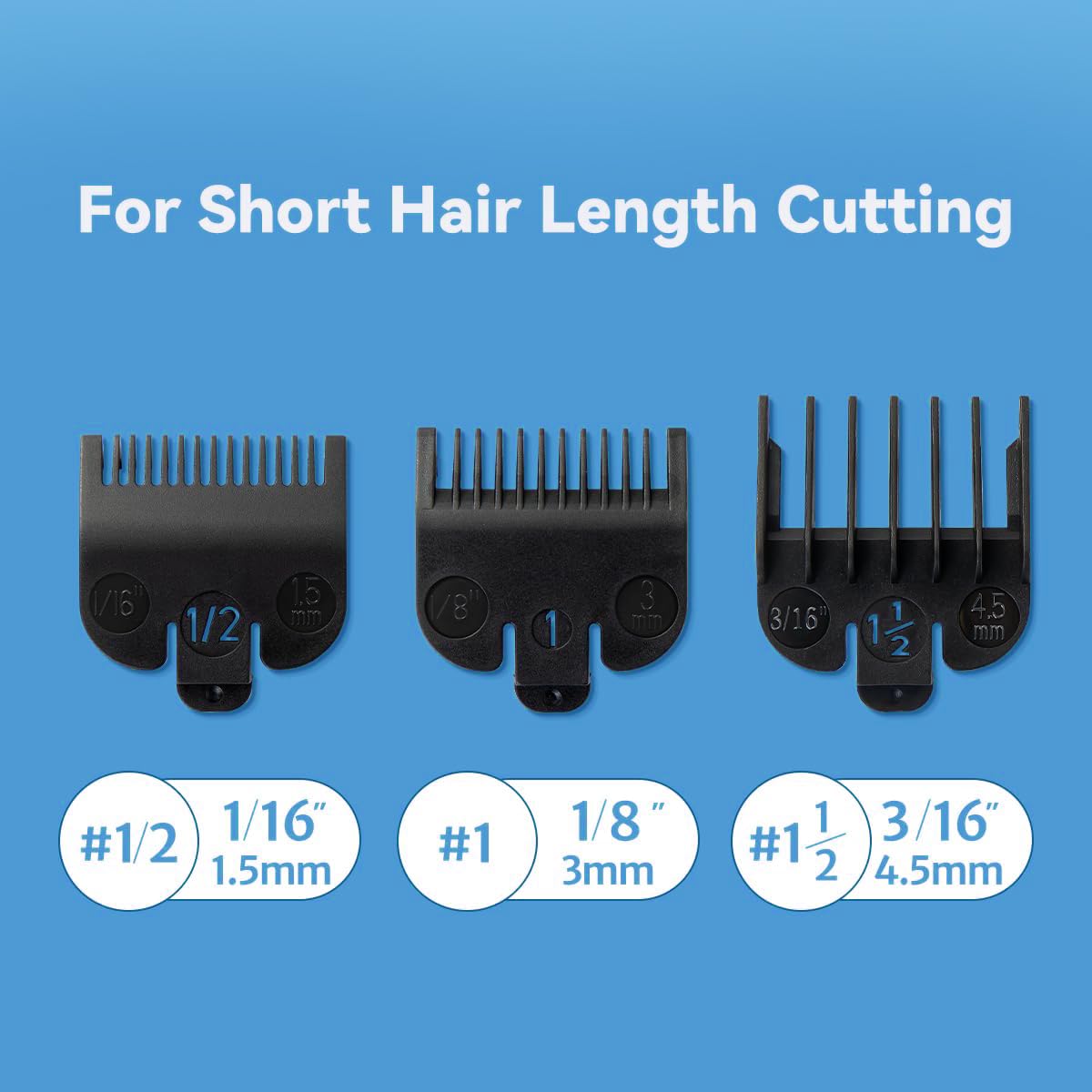 Wowteam Zestaw ochraniaczy do strzyżenia pasuje do większości maszynek do strzyżenia Wahl i Babyliss FX870, zamiennik prowadnic do strzyżenia - 1/40.6 cm, 1/20.3 cm, 3/40.6 cm, 3-częściowy zestaw