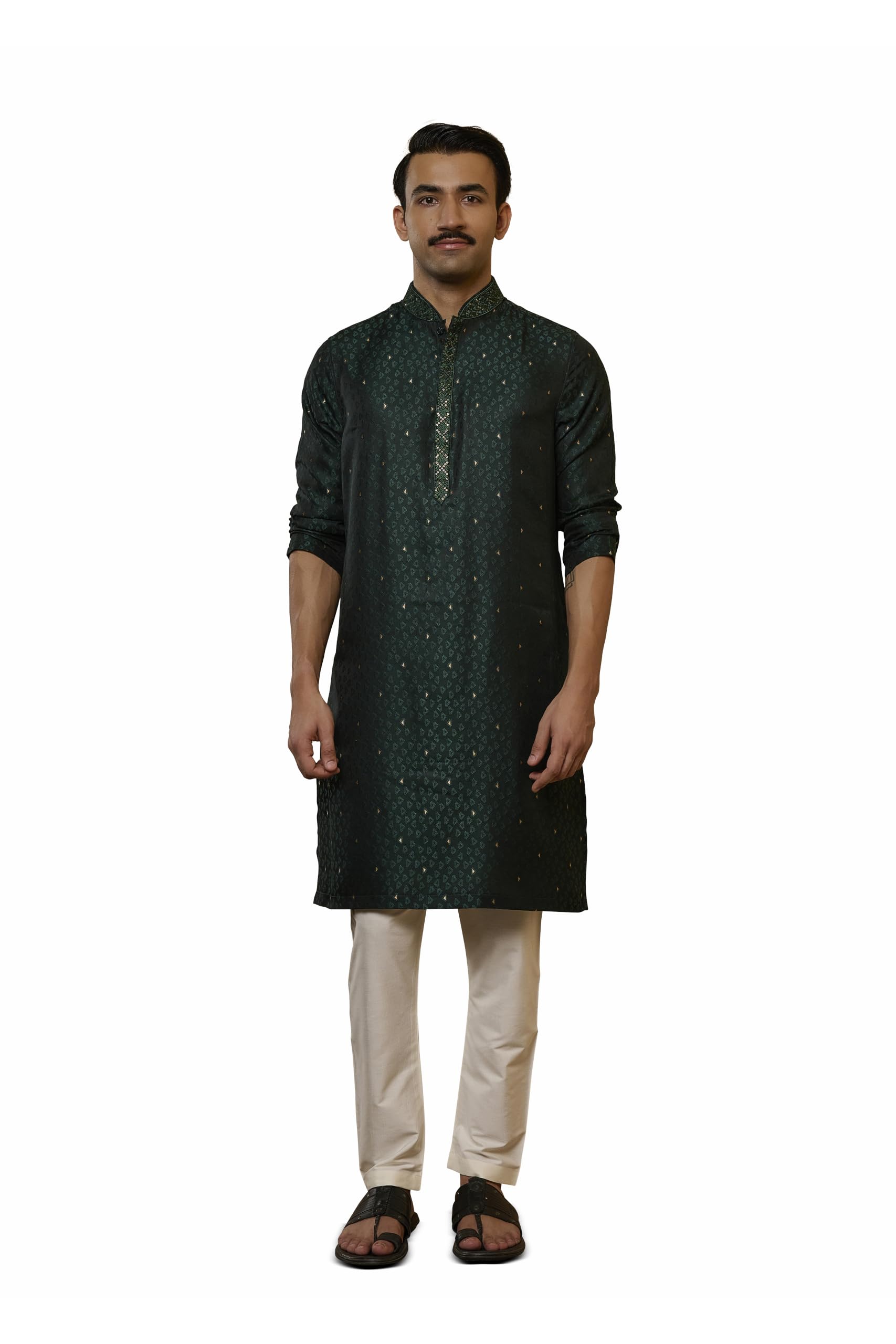 Dark Green Embroidered Kurta Set-image-12