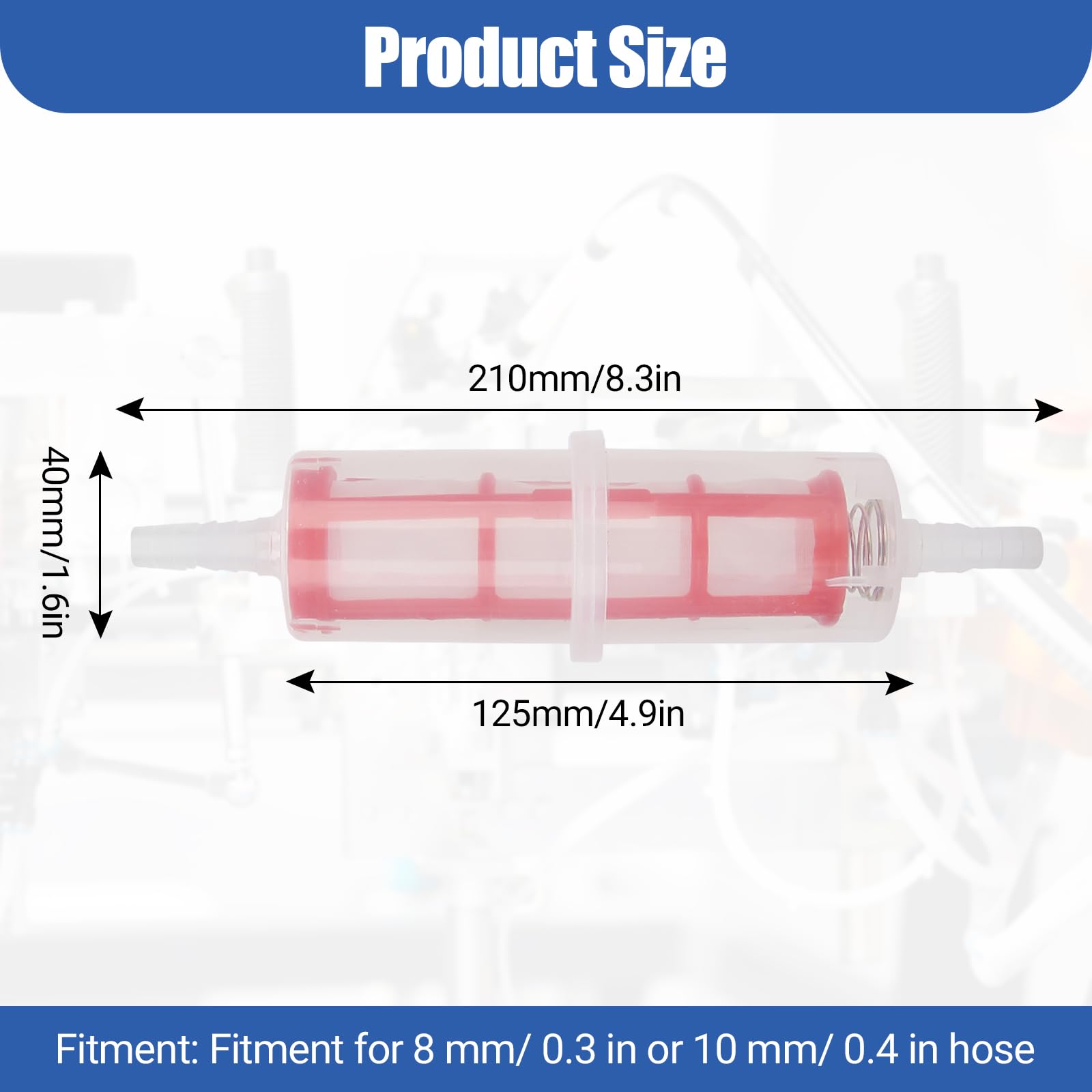 GAESHOW Prefiltro Gasolio, 5 Pezzi Filtro Gasolio Trasparente in Plastica, Filtro Carburante Diesel Adatto per Carrello Elevatore HGV 8mm/0,3 pollici o 10mm/0,4 pollici Diesel Filtro Auto Accessorio
