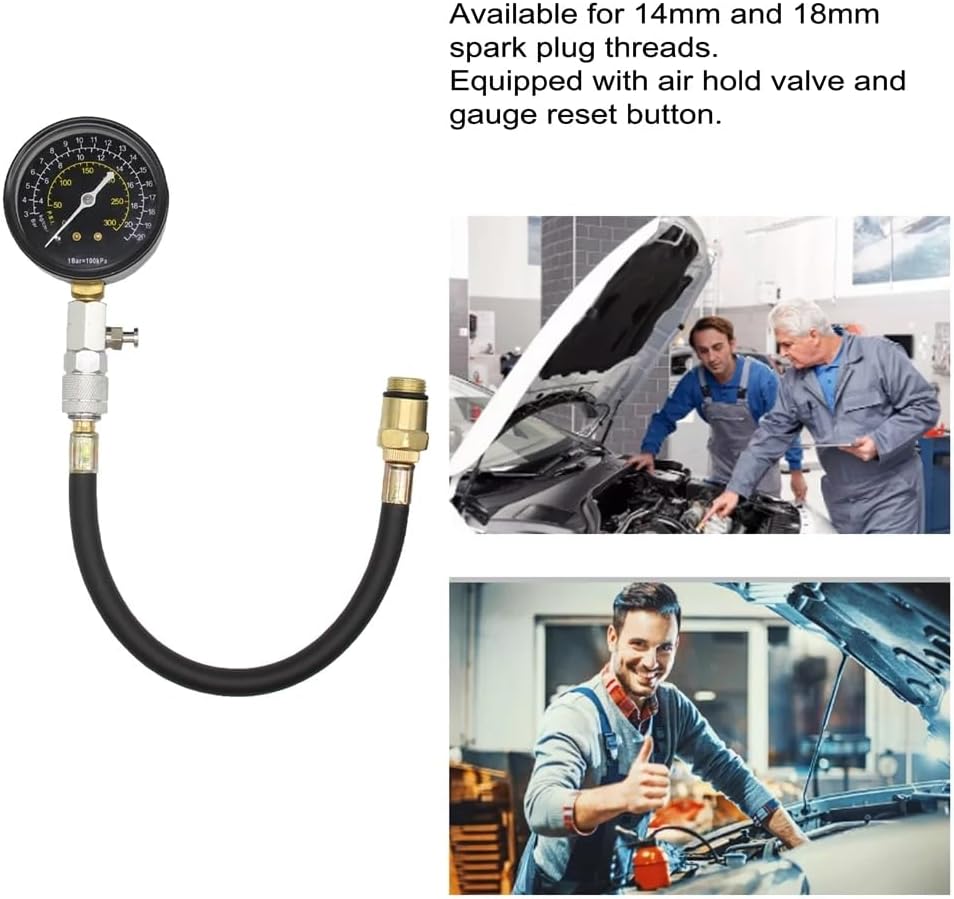Engine Cylinder Compressions Tester Kit 0-300PSI Pressure Gauge Check Test Tool Automotive Repairing Tool