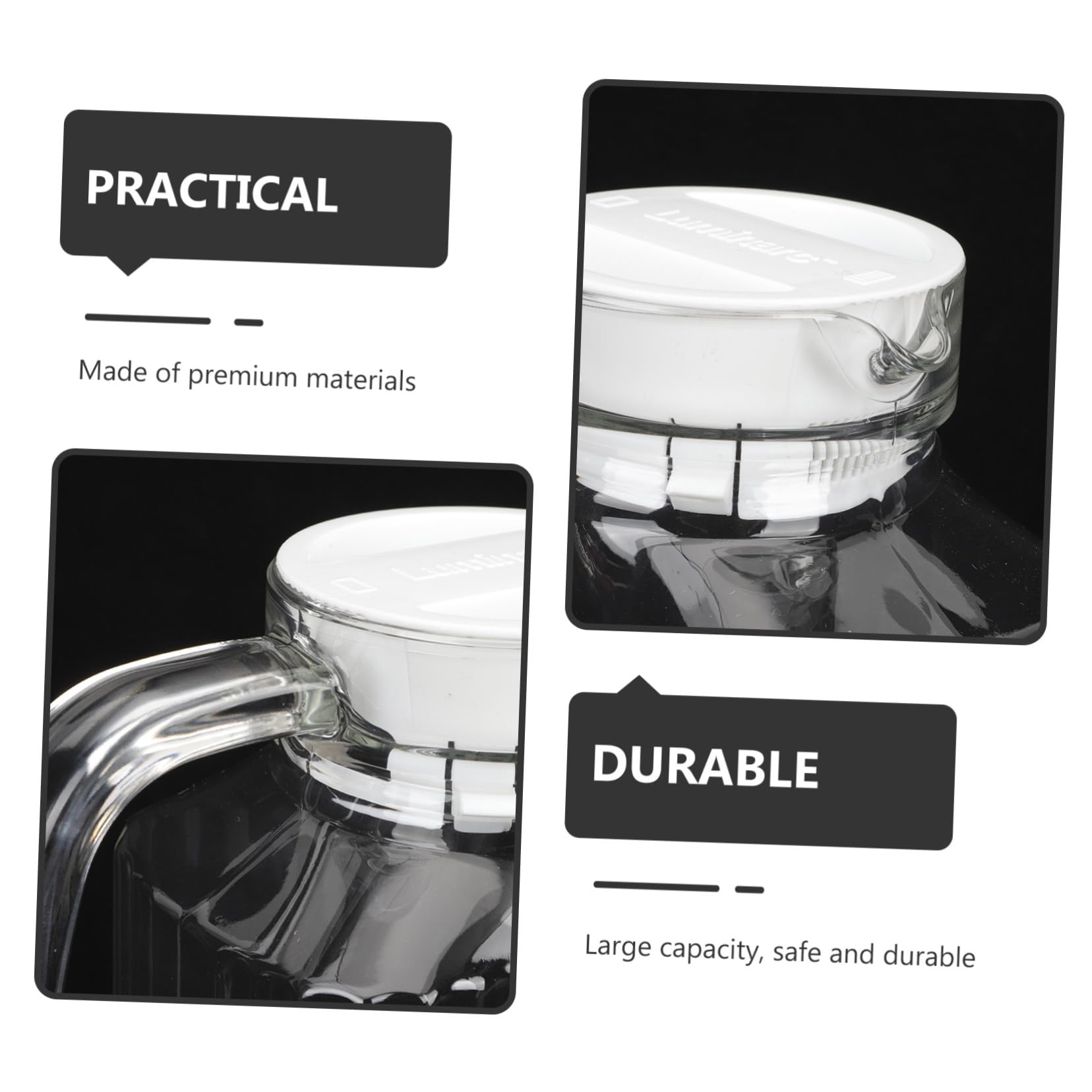 TOYANDONA Jarra de Agua de Vidrio Contenedor para Bebidas Frías y Jugos Diseño Elegante y Transparente para Hogar Oficina y Fiestas Material Seguro y Duradero