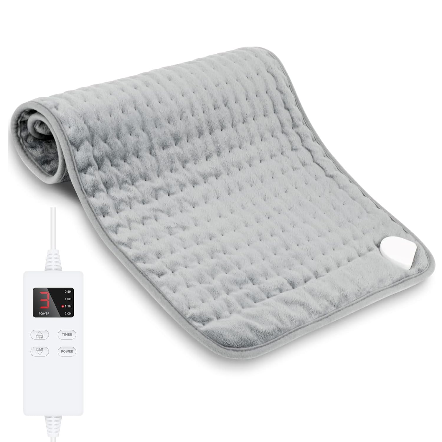 Bolivia's Heating Pad, 76x40cm Electric Heating Pad, Heating Pad for Neck and Shoulders and Back, 6 Electric Temperature Options, 4 Timer Settings, Auto Shut Off Fast Heat Pad with Controller (Grey)