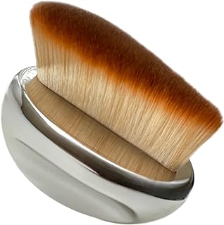 Foundation Brush Palm Angled Makeup Brush SOFT Kabuki Flat Narrow Face Body SPF Blush Bronzer Highlighter Contour Blending Self-Tanner Buffing Liquid Powder Cream Streak-Free Cosmetic Application Silver Mirror Finish