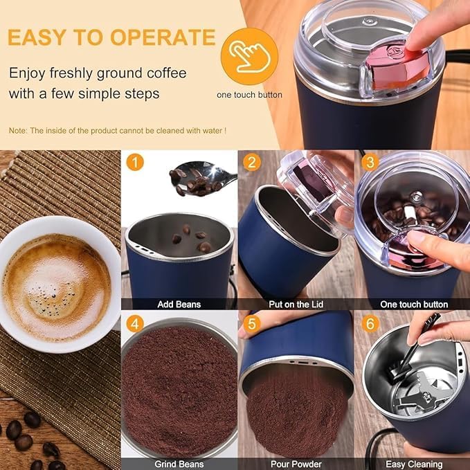 Image of Stainless Steel Spice Grinder Mini Masala & Coffee Grinder Compact Electric Mixer for Kitchen High-Speed, Durable & Easy-to-Use Grinding Machine for Spices, Herbs & Dry Ingredients