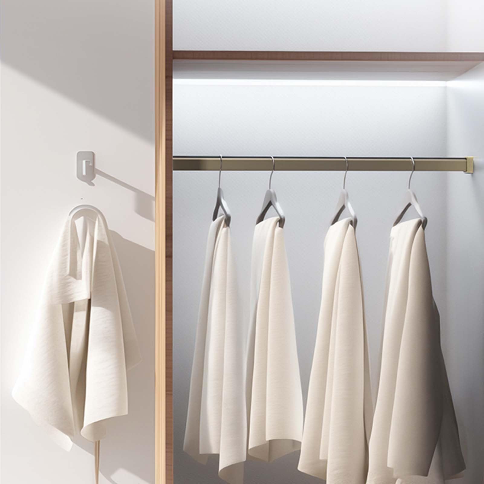 Ertsrhfd Champagne Sturdy Valet Rods For Closets/Wardrobes/Cloakrooms, Space Saving Closet Organizer System Clothing Hanger Bar(,110Cm(43 1/4"))