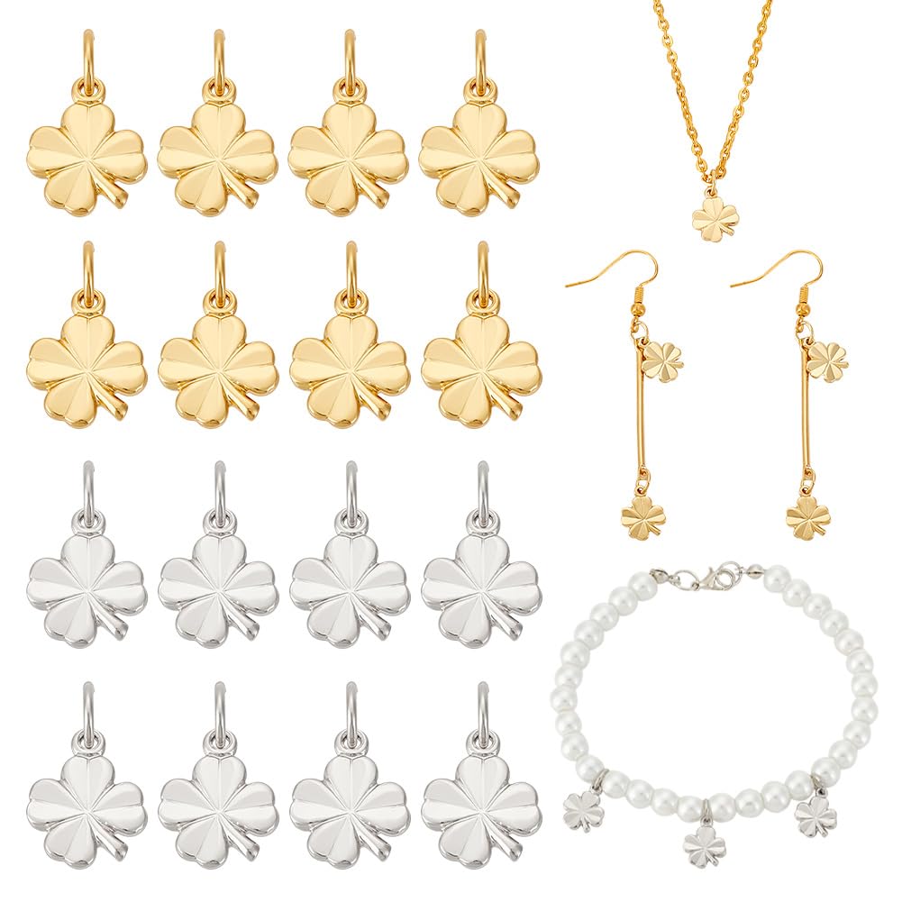 Fil Argent 925 Pour Bijoux Beebeecraft 1 Boîte De 40 Breloques En Forme De Trèfle à Quatre Feuilles Plaqué Or 18 Carats Fil Cable Pour Bijoux