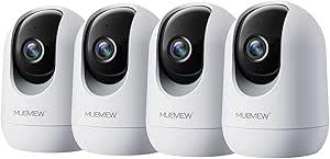 MUBVIEW Pet Camera with Phone App, Indoor Security Camera, 2.4G WiFi Cameras for Home Security, Wired Cameras for Dog/Elder/Baby, Motion Tracking, PTZ, 24/7, Two-Way Audio, 2K Night Vision (4 Pack) asin的图片