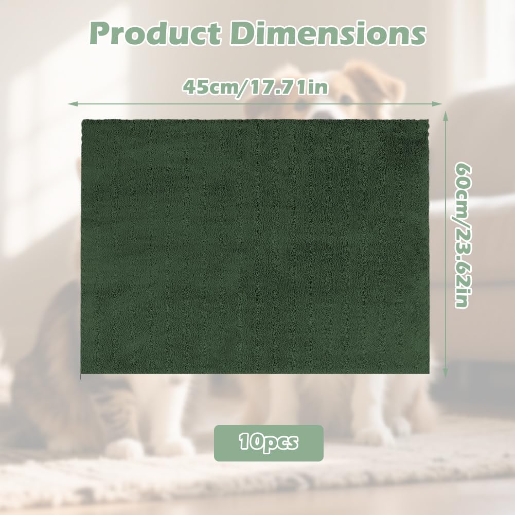 Lot de 10 Tapis pour Rongeur - Couverture pour Cochon d'Inde - Imperméables - Tapis Cochon d'Inde Absorbant - Lavable - pour Petits Animaux, Hamsters, Chiots, Chats - 60 x 45 cm (Vert)