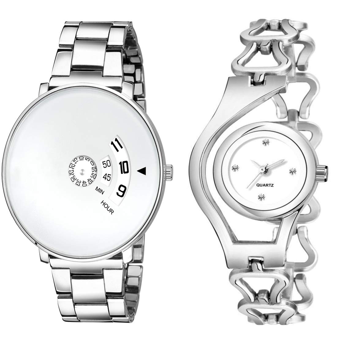 Goldenize fashion White Dial and Silver Chain Bracelet Couple Combo Watches (B08CCYYWSP) Amazon Price History, Amazon Price Tracker
