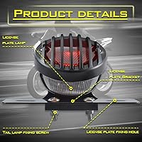 Vista 2 de KATUR 1 unids Motofans negro redondo metal motocicleta freno luz compatible con Harley Bobber Chopper Custom April IA Mana