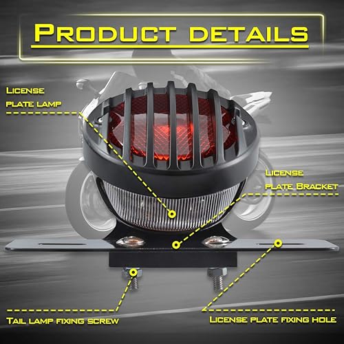 Miniatura 2 de KATUR 1 unids Motofans negro redondo metal motocicleta freno luz compatible con Harley Bobber Chopper Custom April IA Mana