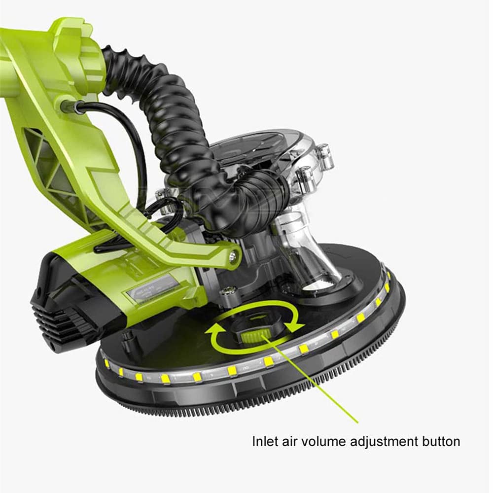 Lijadora De Pared De 810 W, Lijadora De Techo, Empuñadura Telescópica, Adaptador De Conexión, Retráctil, con Bolsa para El Polvo, Arranque Suave,Baremetal-Green
