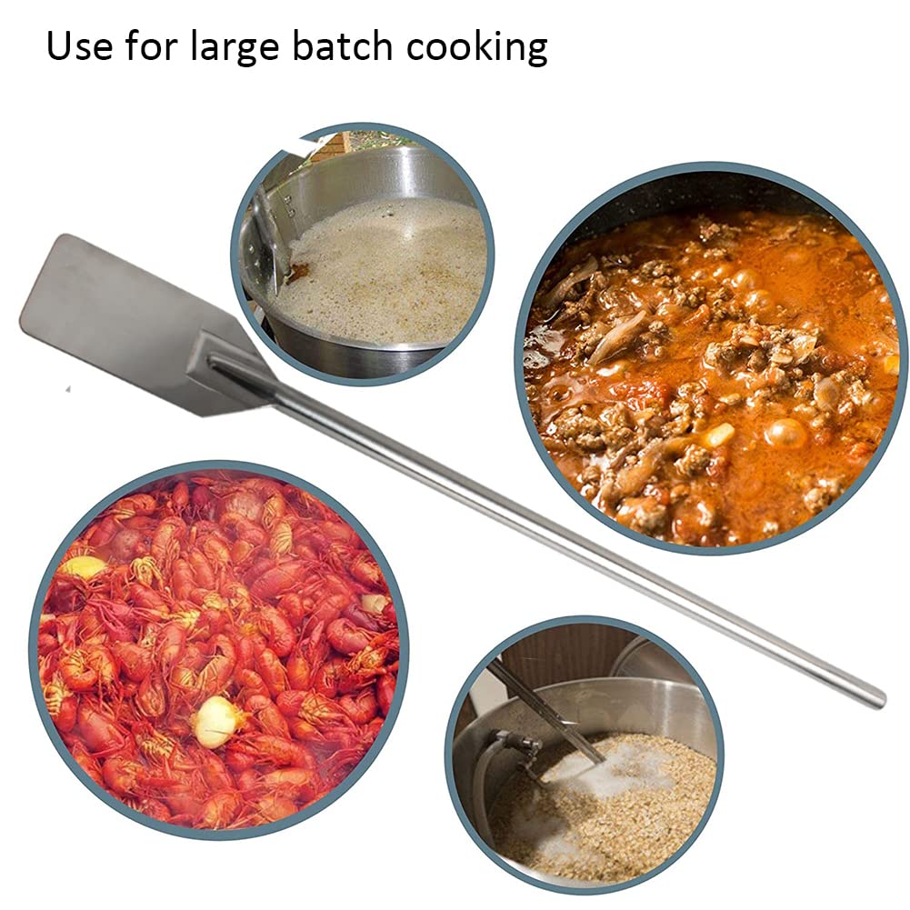 Poignée à poignée Stirdle pagaie en acier inoxydable mélange pagaie bâton de cuisson multifonctionnel pour la cuisson à grande partie,11.5 * 23 * 130cm