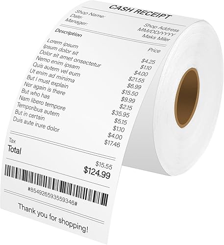 Miniatura 8 de Repuesto para DYMO 30270 Thermal  Cruxer 6 rollos de papel de recibo blanco no adhesivo de 2-14 pulgadas x 249 pies  2.244 in x 249.3 ft, compatible