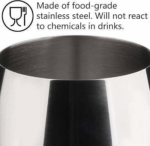 Miniatura 6 de Arora Copa de vino de acero inoxidable de 18 onzas, juego de 4 unidades, color plateado, 3.6 pulgadas de profundidad x 8.3 pulgadas de alto (850992)