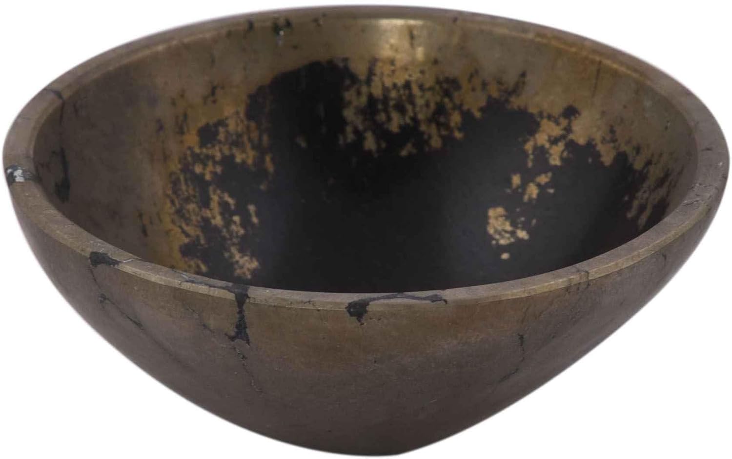 Handmade Carved Matallic Golden Pyrite Stone Bowl Reiki Gift Healing Crystal Charged I 2 Inches Approx