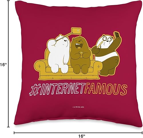 Miniatura 6 de Cartoon Network We Bare Grizz Panda Ice Bear Internet, famosa almohada de 18 x 18 pulgadas, multicolor