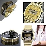 レディース オールドカシオ CASIO Retro&Rare デジタル メタルベルトウォッチ レディース向（LA670WGA-1UWD LA670WGA-2 LA670WGA-6 LA670WGA-9） (LA670WGA-9（ゴールド）)