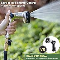 Vista 5 de FANHAO Professional Heavy Duty Garden Hose Nozzle, 100% Metal Thumb Control Water Hose Sprayer with 8 Spray Patterns, High Pressure Water Nozzle for