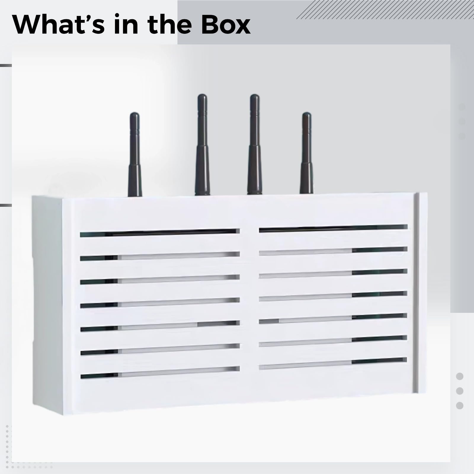WLAN Router Aufbewahrungsbox, Wandregal schwebend 38 x 8,5 x 20 cm, Kabel ordentlich versteckt, dekorative Router Verkleidung, 3 Montagearten, ohne Bohren, mit Handyhalter