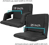 Vista 2 de Blufree Asiento de estadio con calefacción extra ancho, silla plegable portátil, 6 posiciones reclinables, soporte de respaldo y brazo, cojín grueso