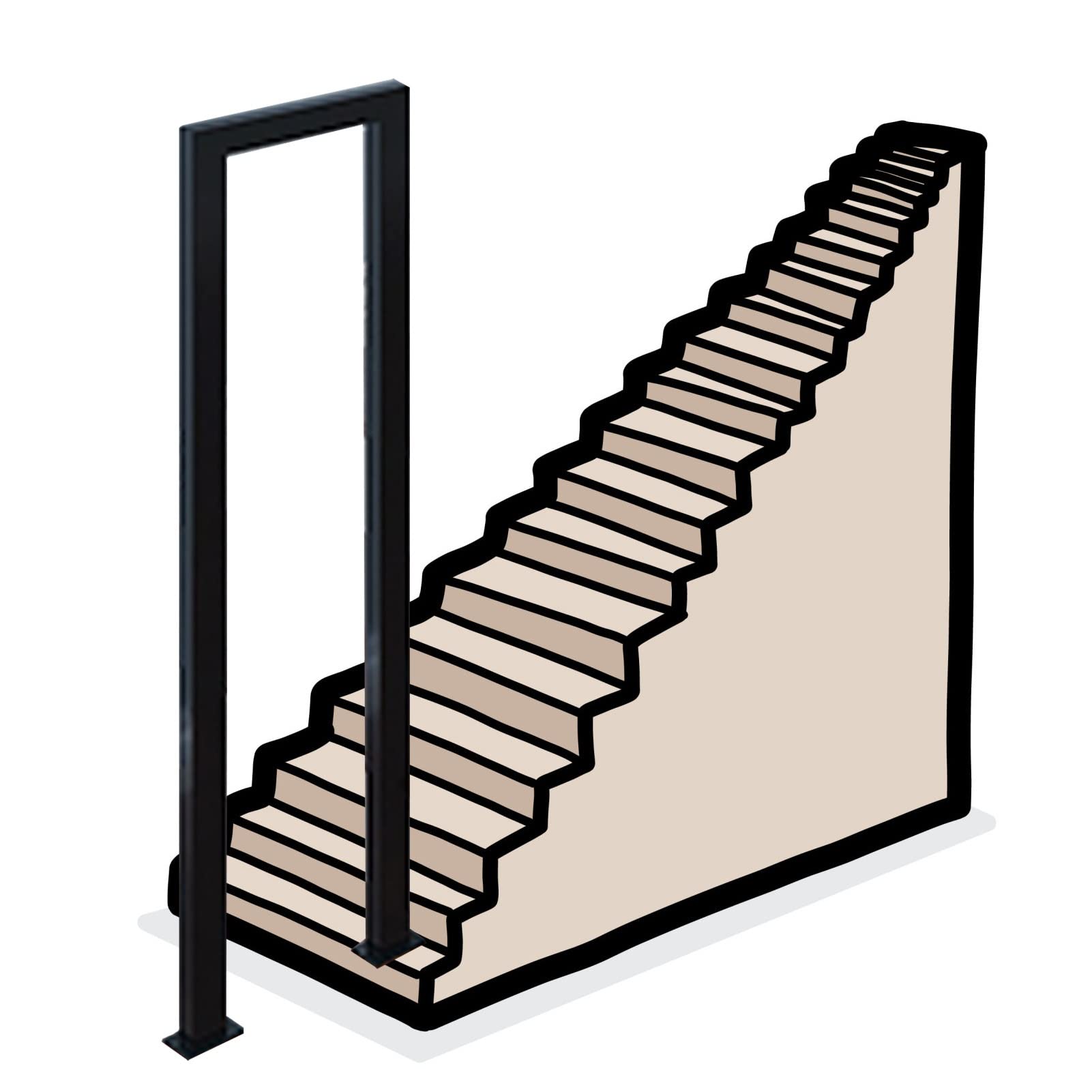 Industrial Wrought Iron Handrails - Arch Stair Railings for Porch Garden, Transitional Handrail Fits 1 Step Hand Rails for Outdoor Steps and Indoor Stairs Safety Banister Railing -1 Pc ( Color : Black