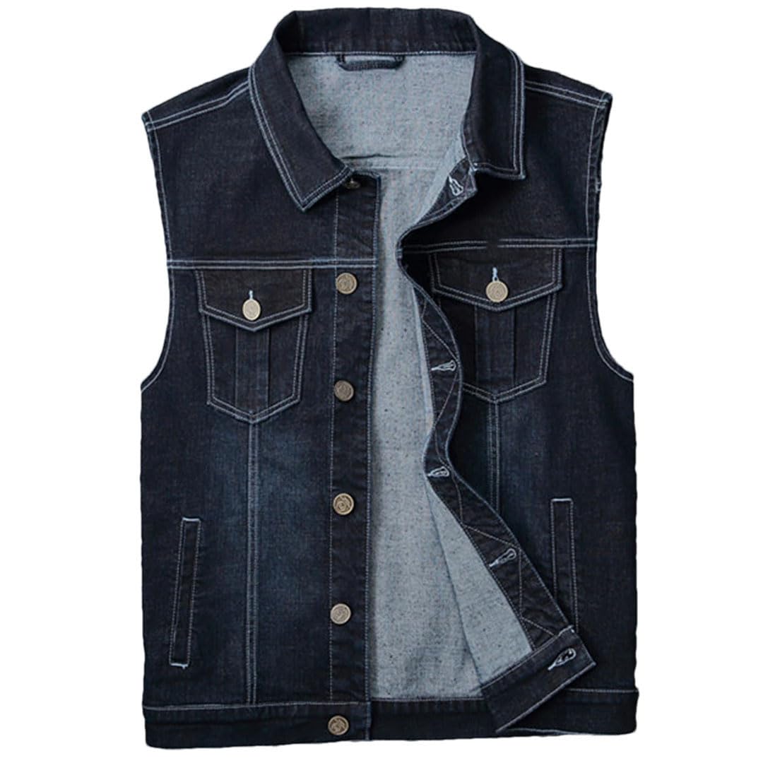 Giacche di jeans da uomo Giacche senza maniche Mens monopetto gilet cappotti Solid Jeans Giacca